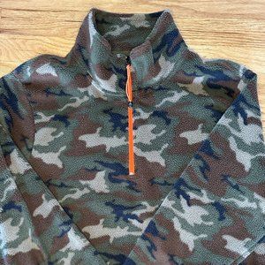 PACSUN Mens LARGE 1/4 Zip Camo Fleece Pullover w/Waistline Drawstring